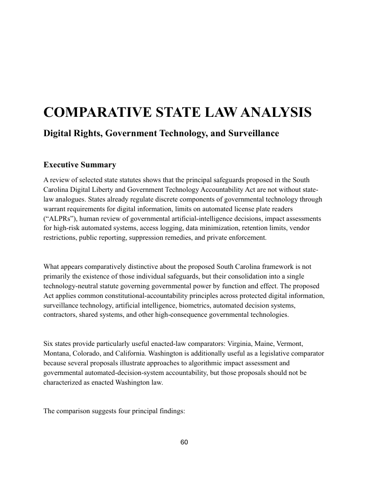 First page of Comparative State Law Analysis